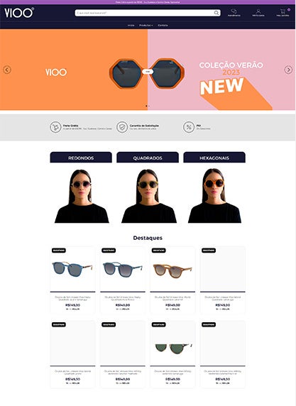 VIOO - MVP de Ecommerce de óculos personalizados